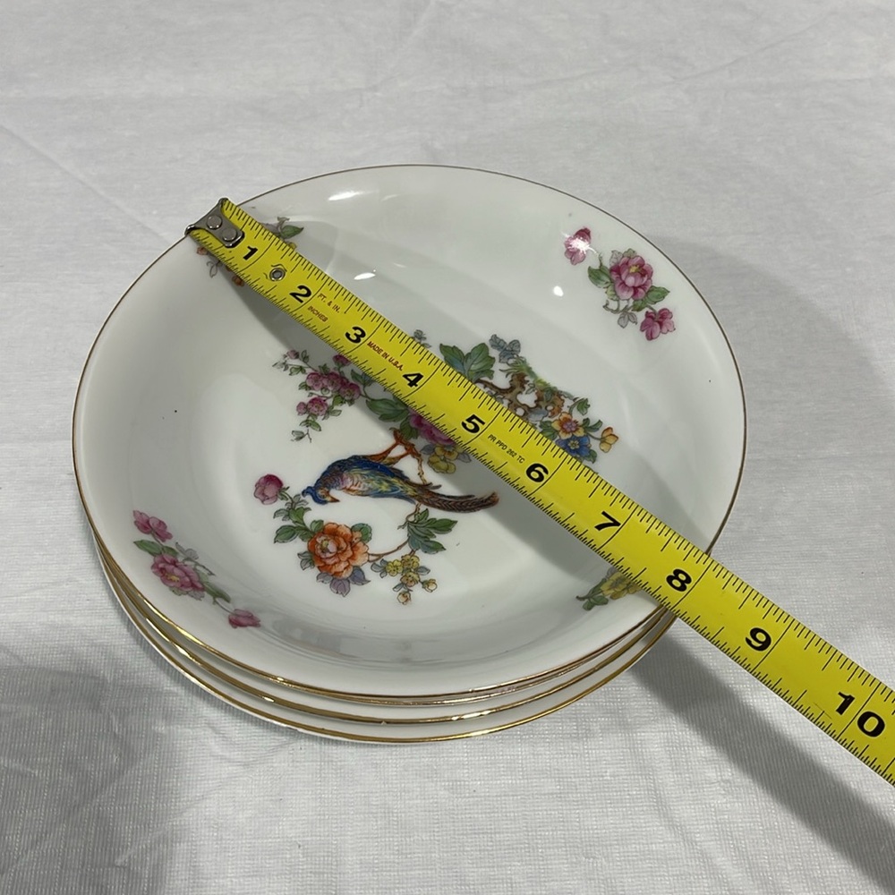 Vintage Epiag Czechoslovakia 8” Soup Plates Royal Peacock Flowers set of 4 - Picture 16 of 16